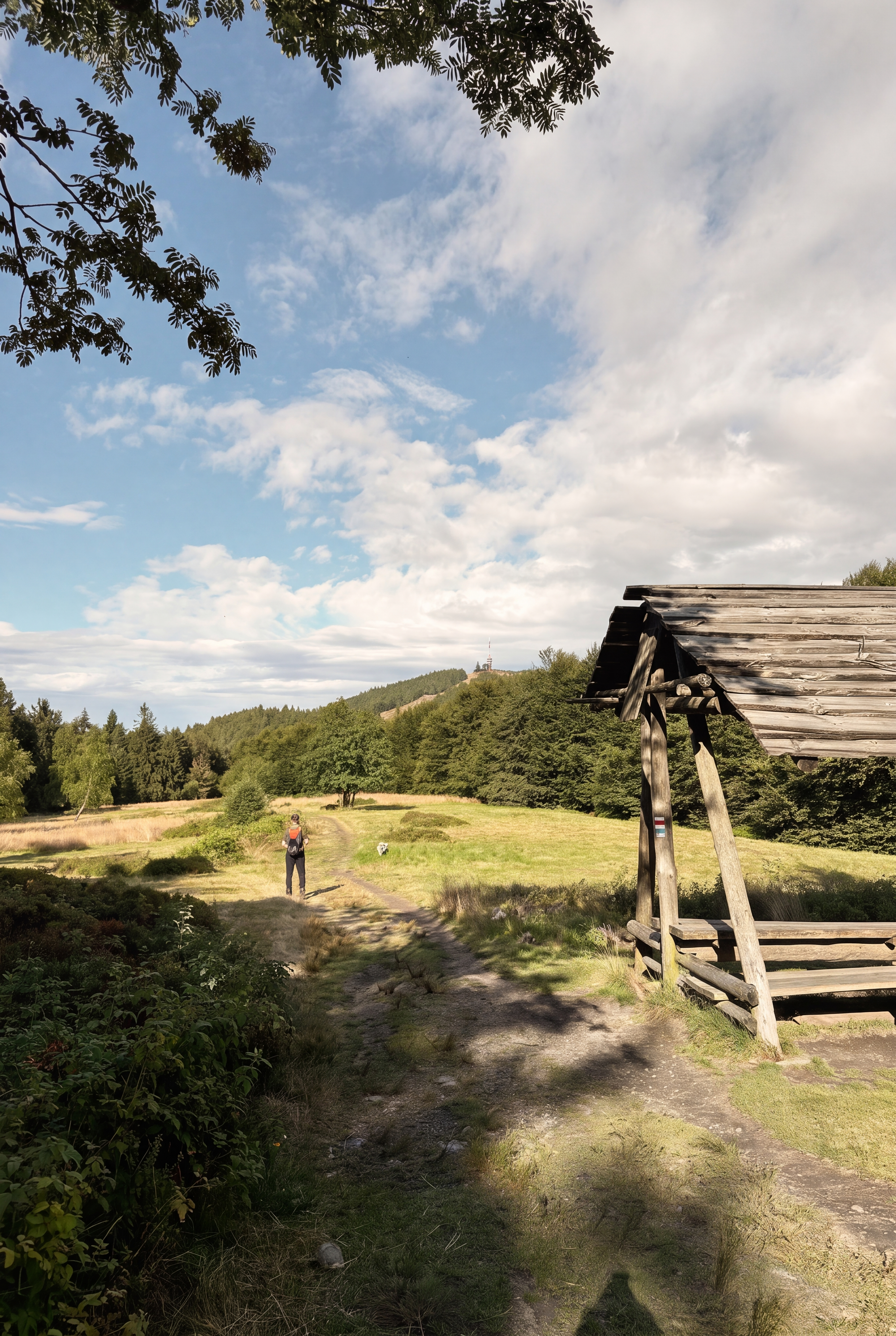 Hiking trail through the Beskid landscape towards Radhošť