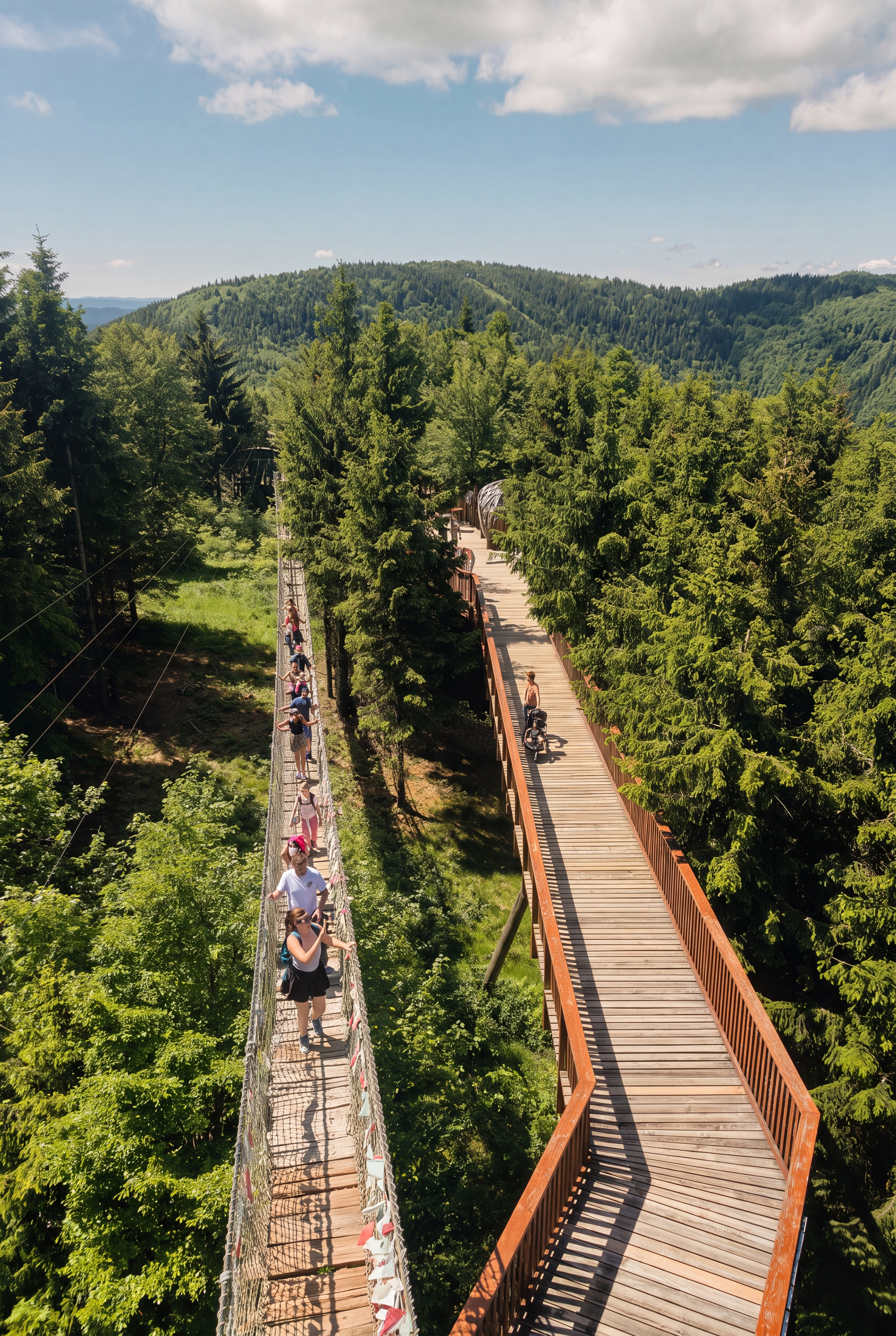 Glass viewing platform on the Valaška Trail above the Beskid landscape